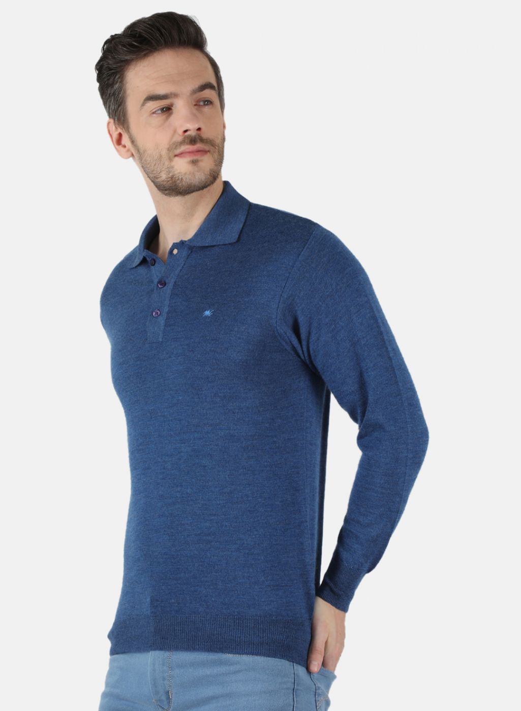 Men Blue Solid T-Shirt