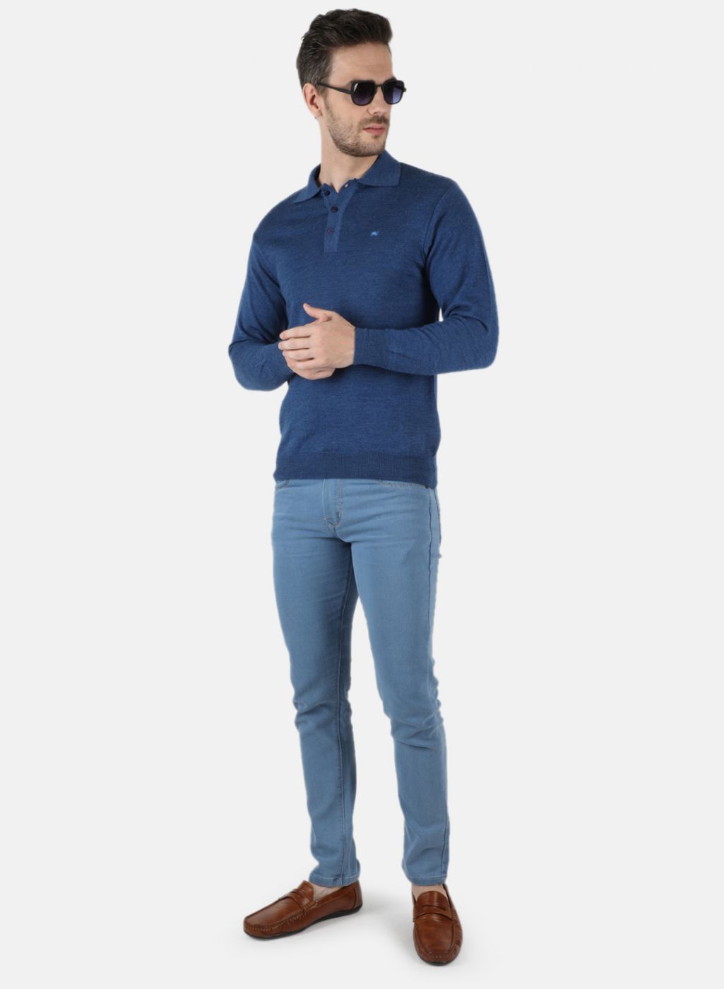 Men Blue Solid T-Shirt