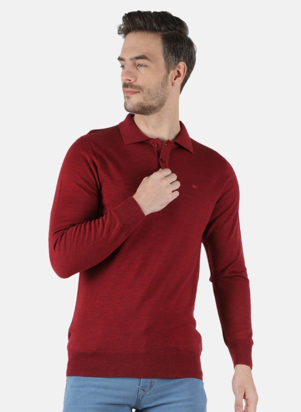 Men Maroon Solid T-Shirt