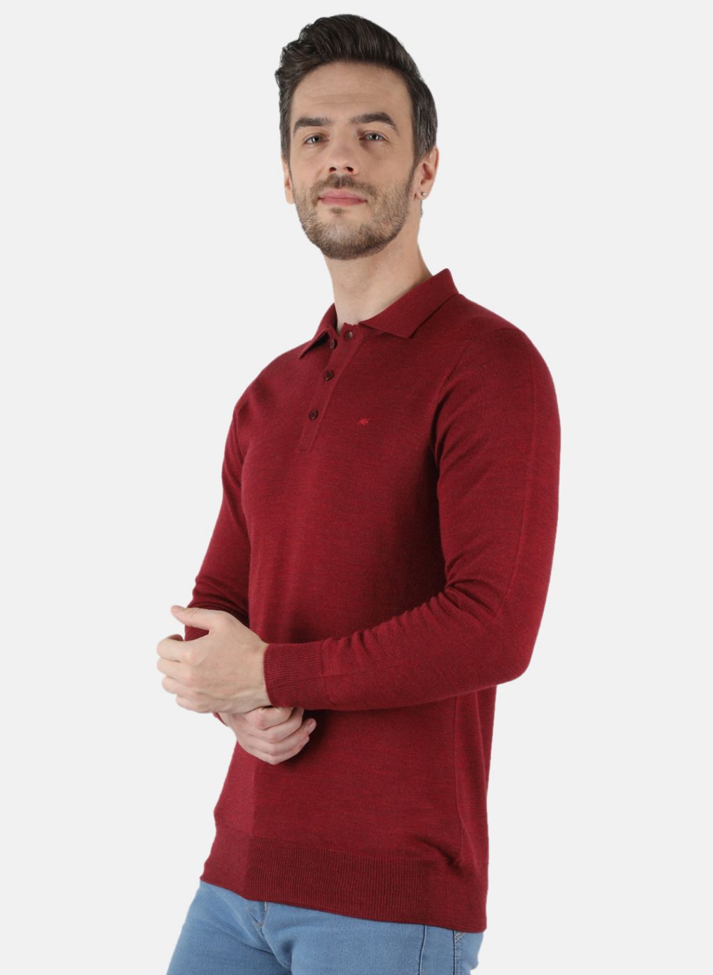 Men Maroon Solid T-Shirt