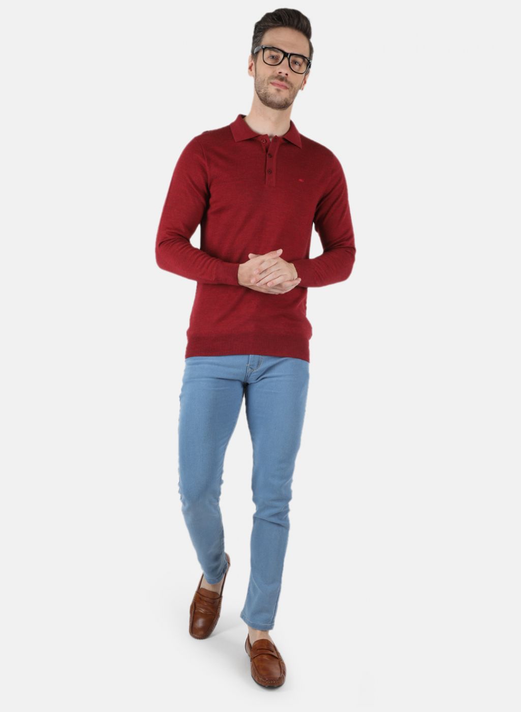 Men Maroon Solid T-Shirt