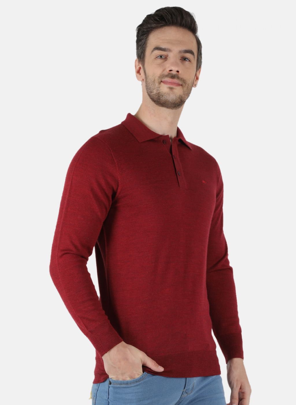 Men Maroon Solid T-Shirt