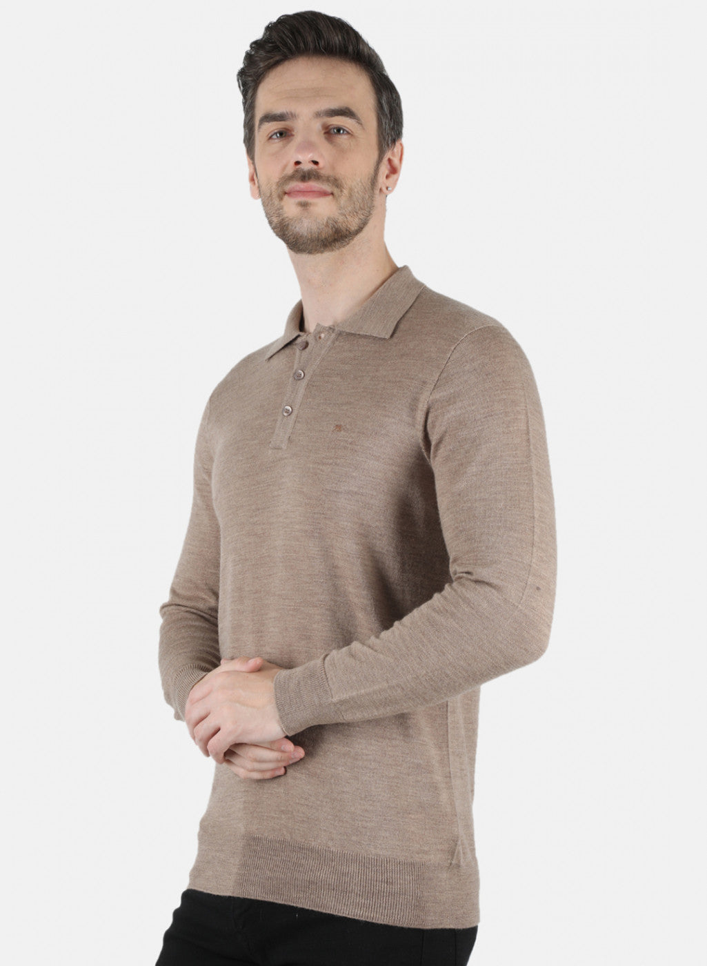 Men Beige Solid T-Shirt