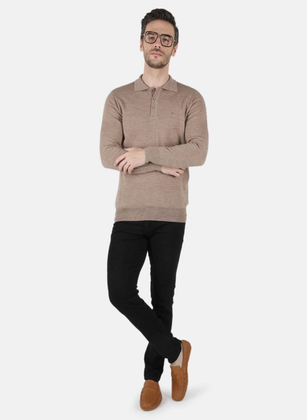 Men Beige Solid T-Shirt