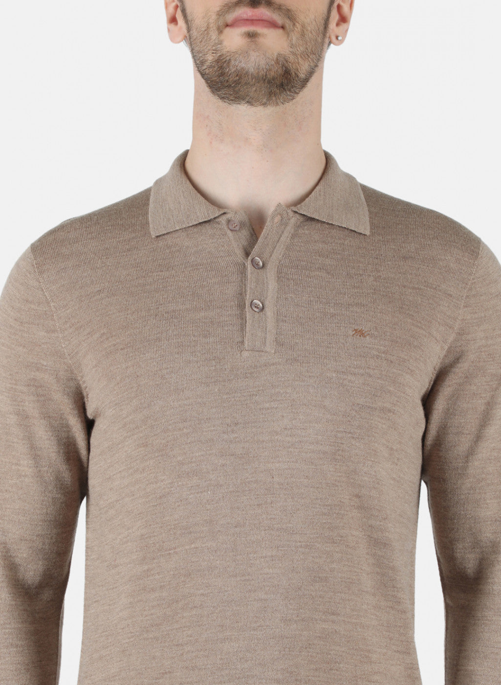 Men Beige Solid T-Shirt