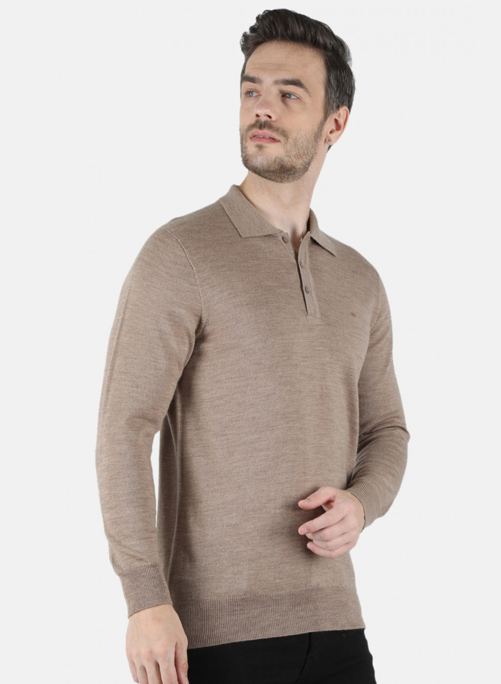 Men Beige Solid T-Shirt