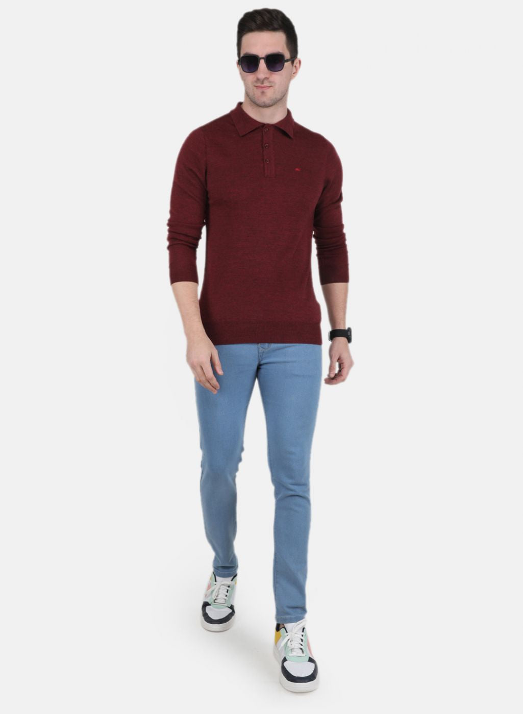 Men Maroon Solid T-Shirt