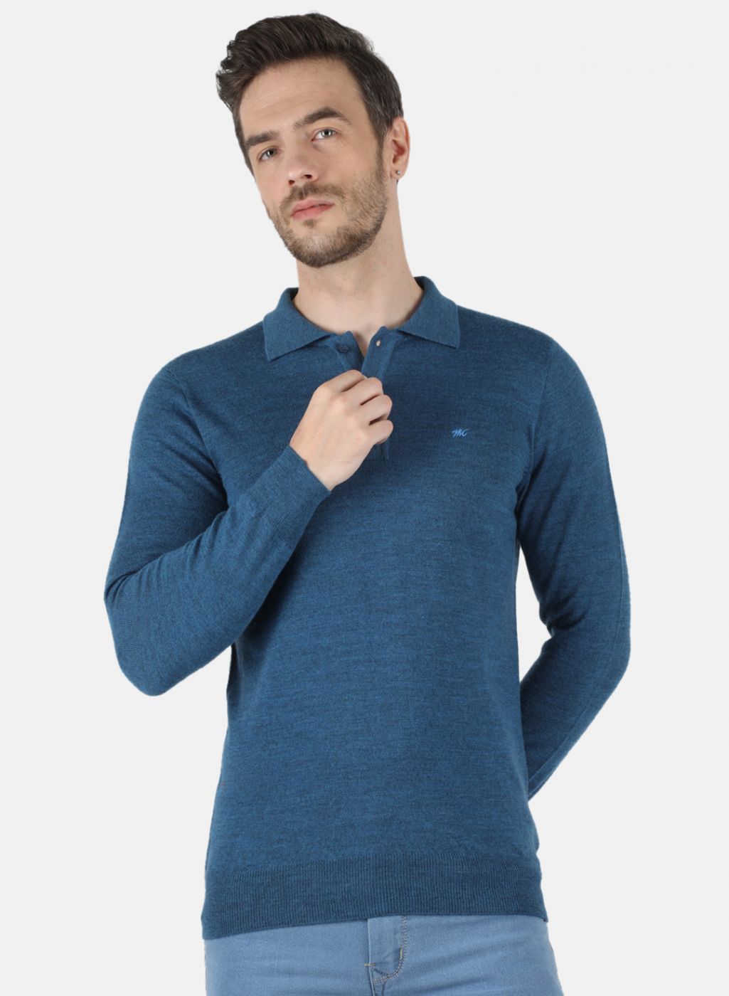 Men Blue Solid T-Shirt