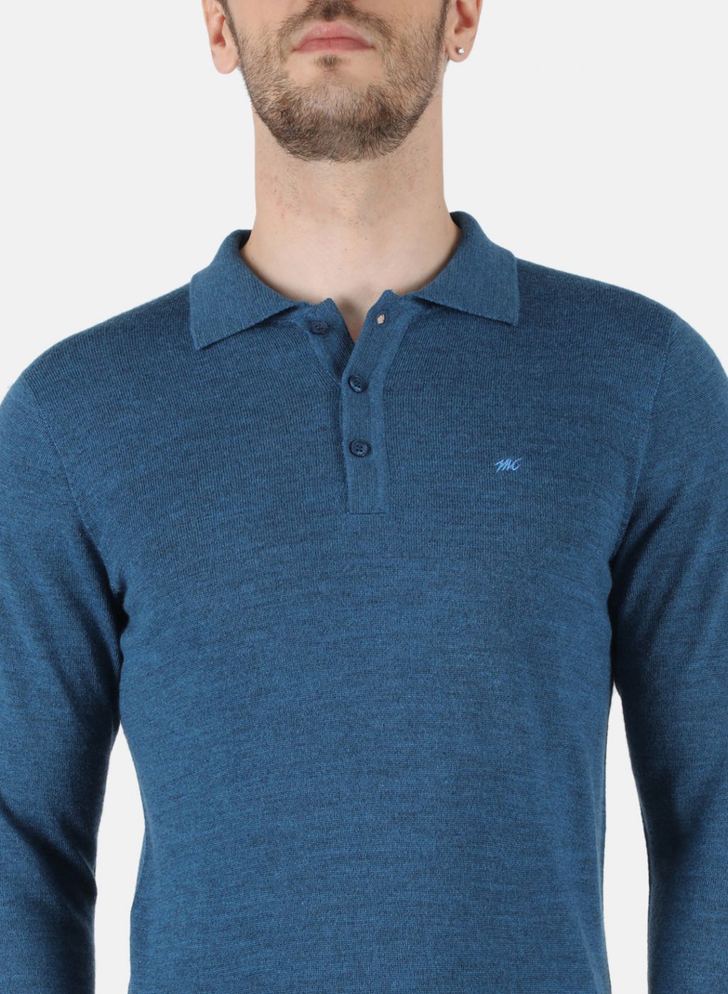 Men Blue Solid T-Shirt