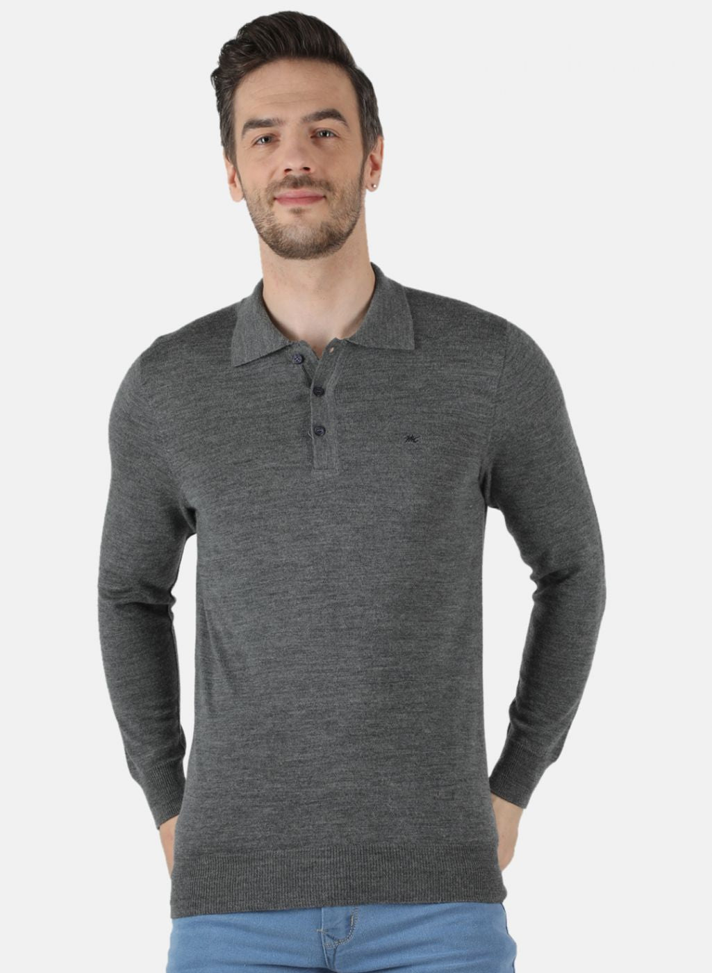 Men Grey Solid T-Shirt