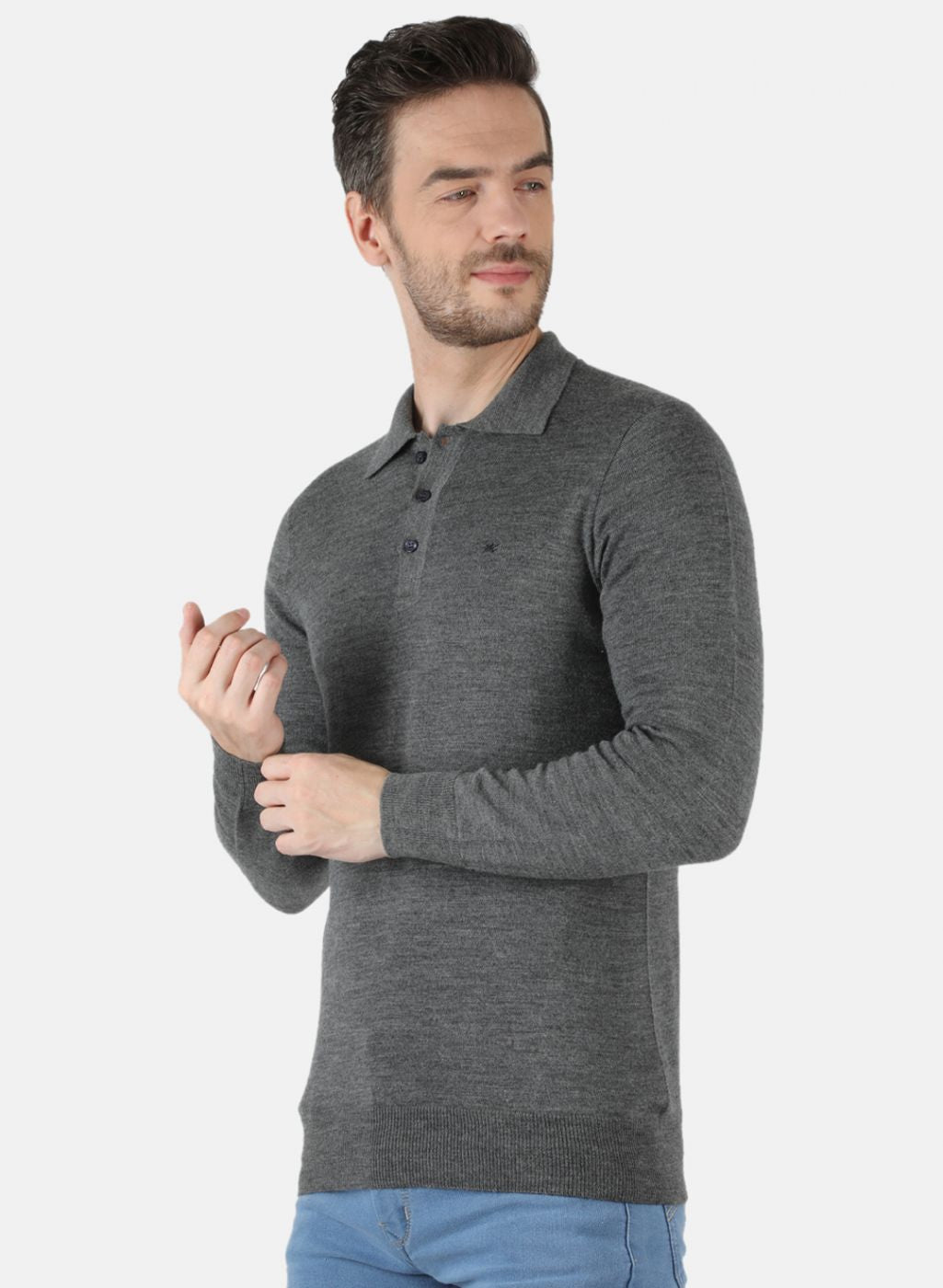 Men Grey Solid T-Shirt