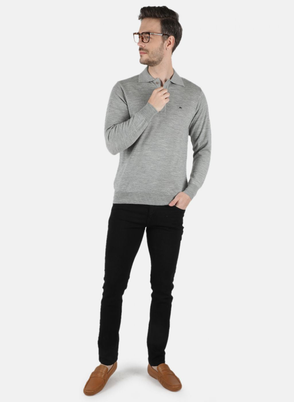 Men Grey Solid T-Shirt