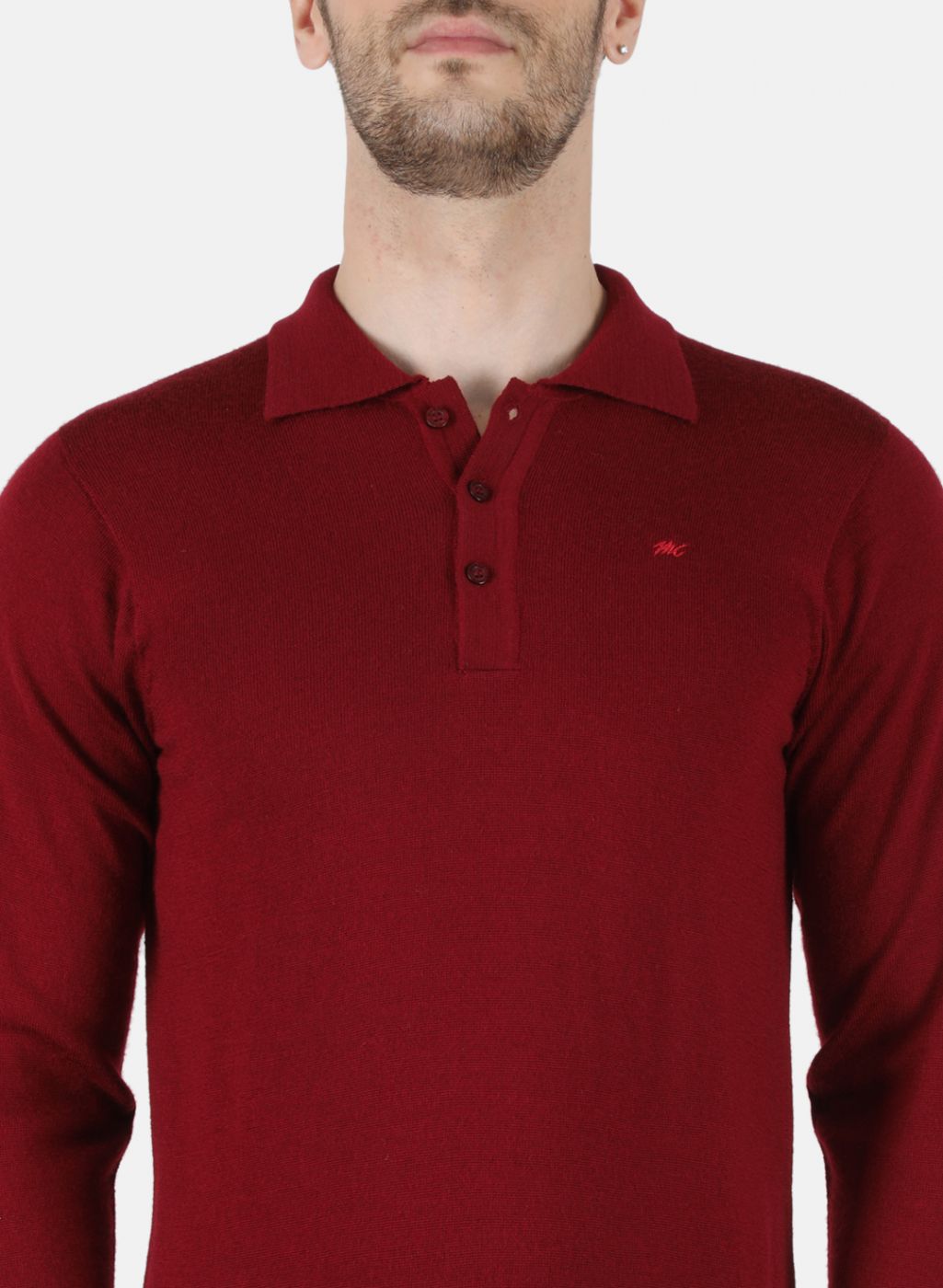 Men Maroon Solid T-Shirt