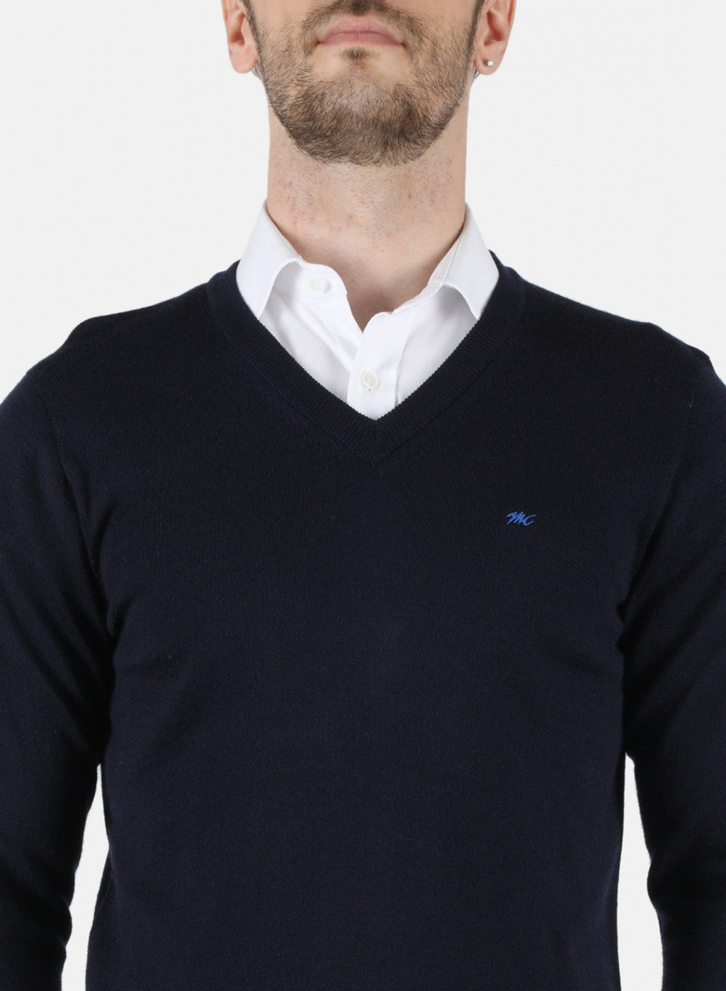 Men NAvy Blue Solid Pullover