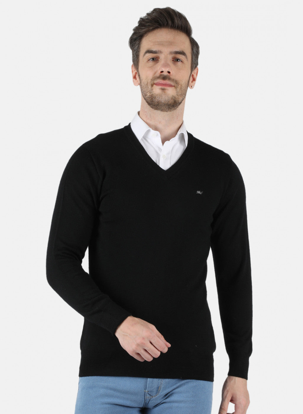 Men Black Solid Pullover