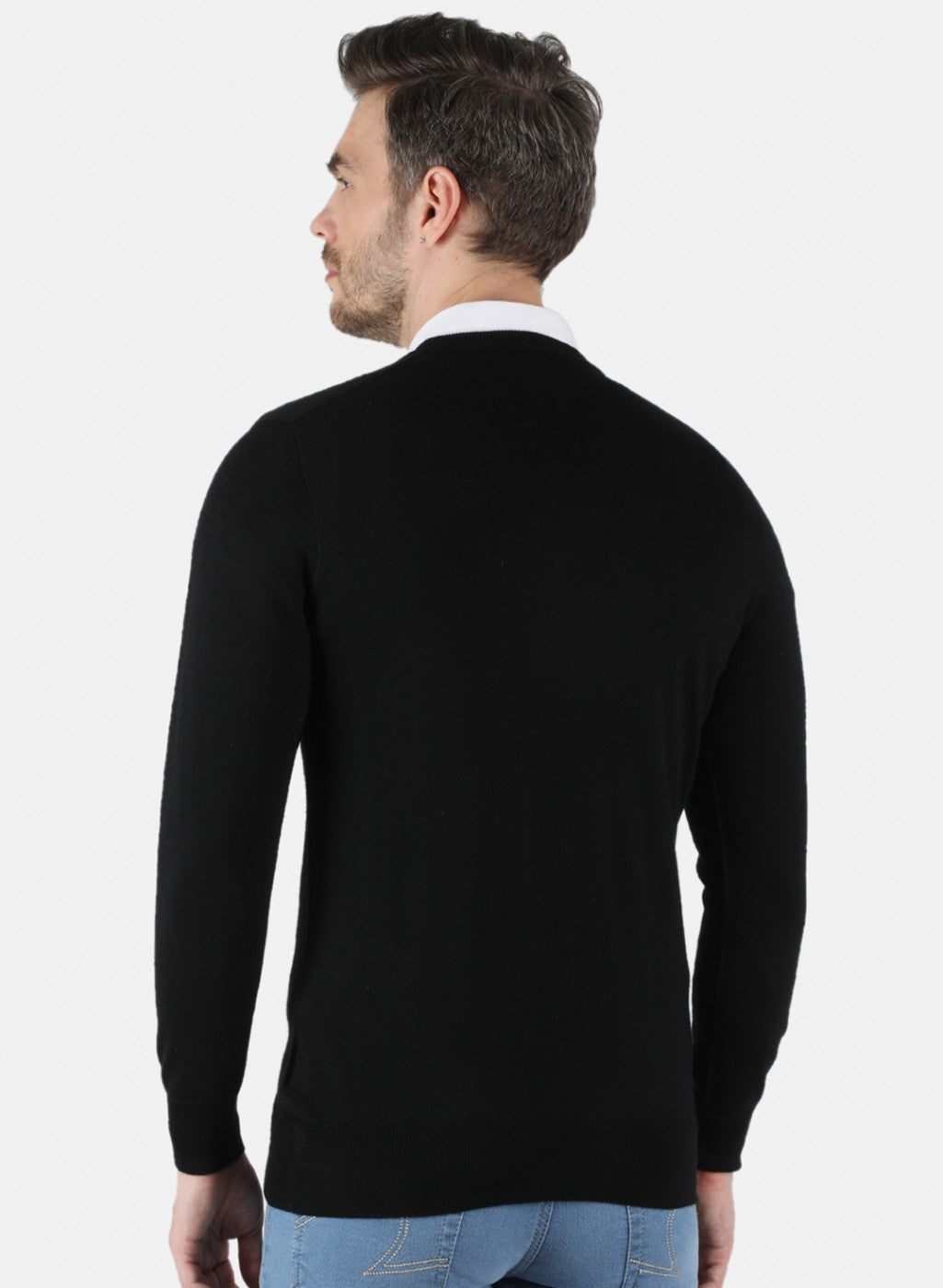 Men Black Solid Pullover