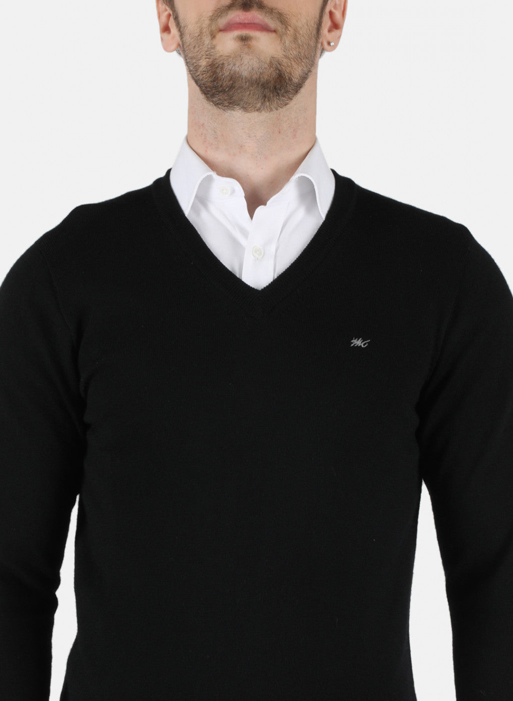 Men Black Solid Pullover