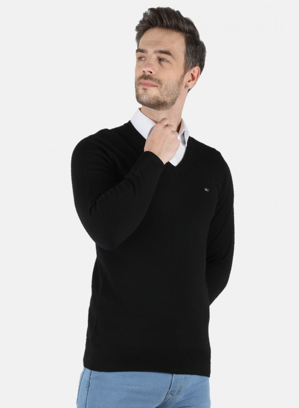 Men Black Solid Pullover