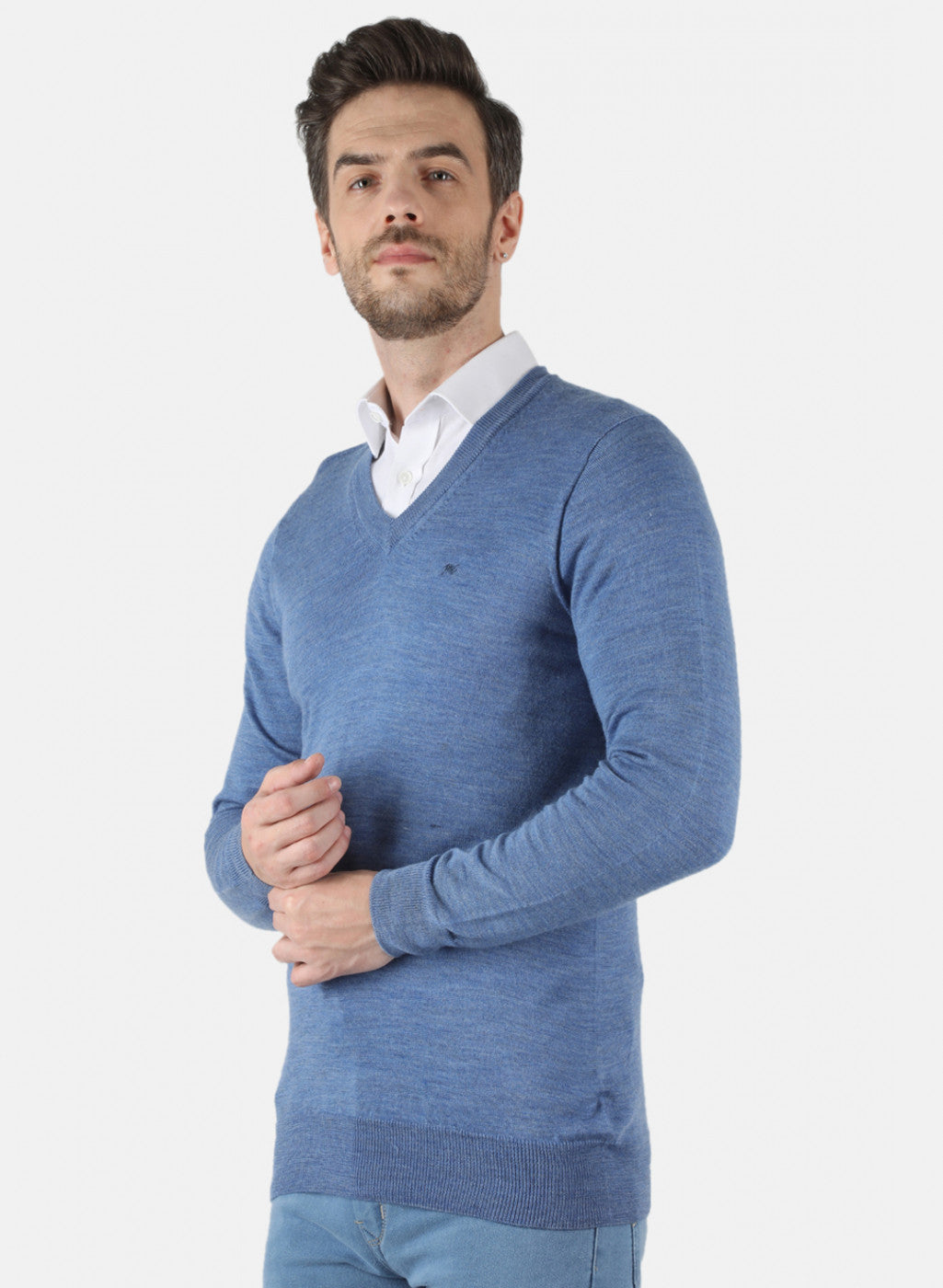 Men Blue Solid Pullover