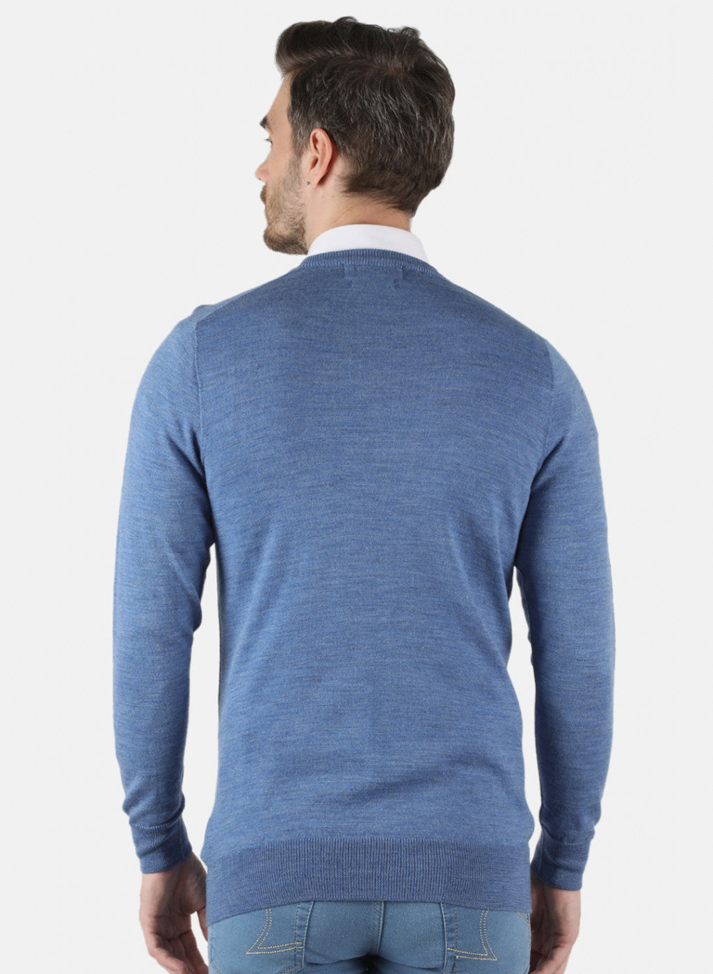 Men Blue Solid Pullover