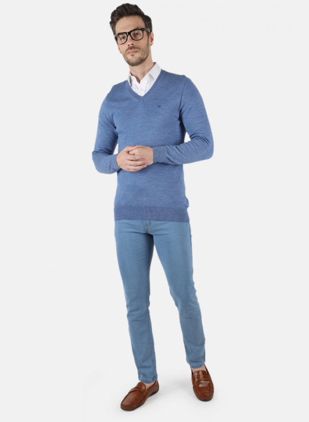 Men Blue Solid Pullover