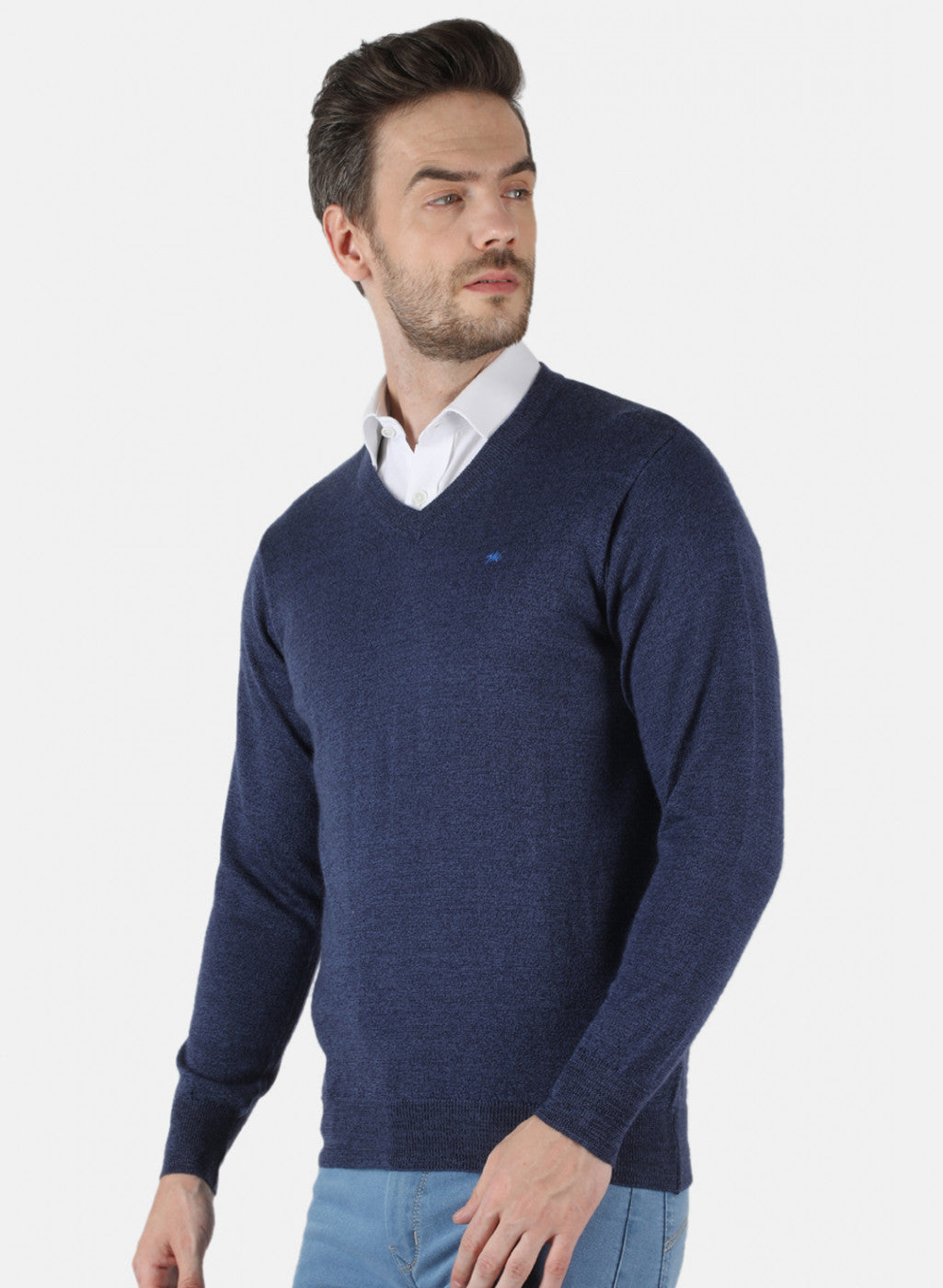 Men NAvy Blue Solid Pullover