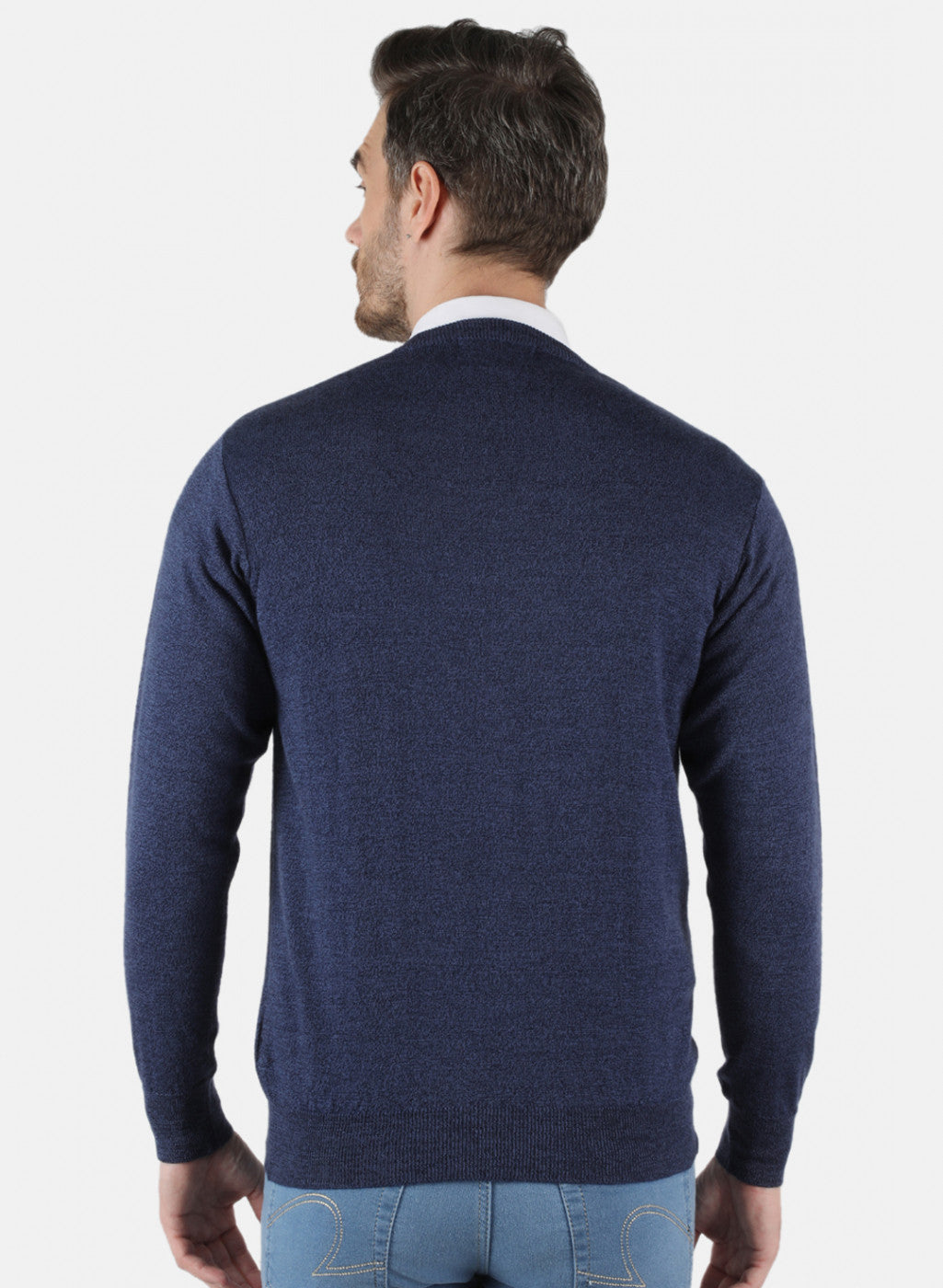 Men NAvy Blue Solid Pullover