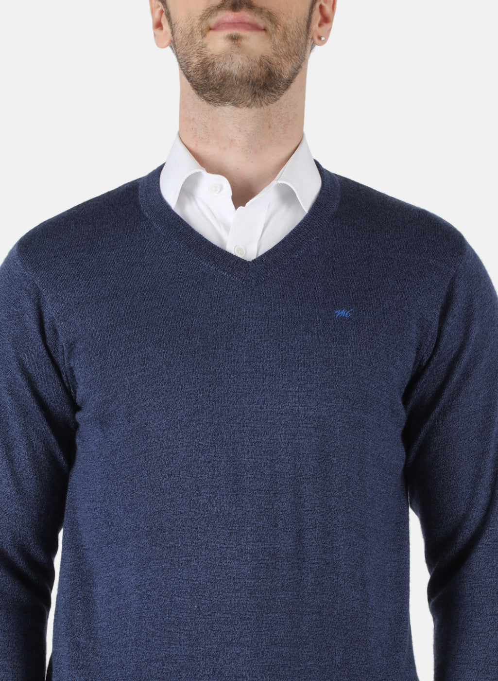 Men NAvy Blue Solid Pullover