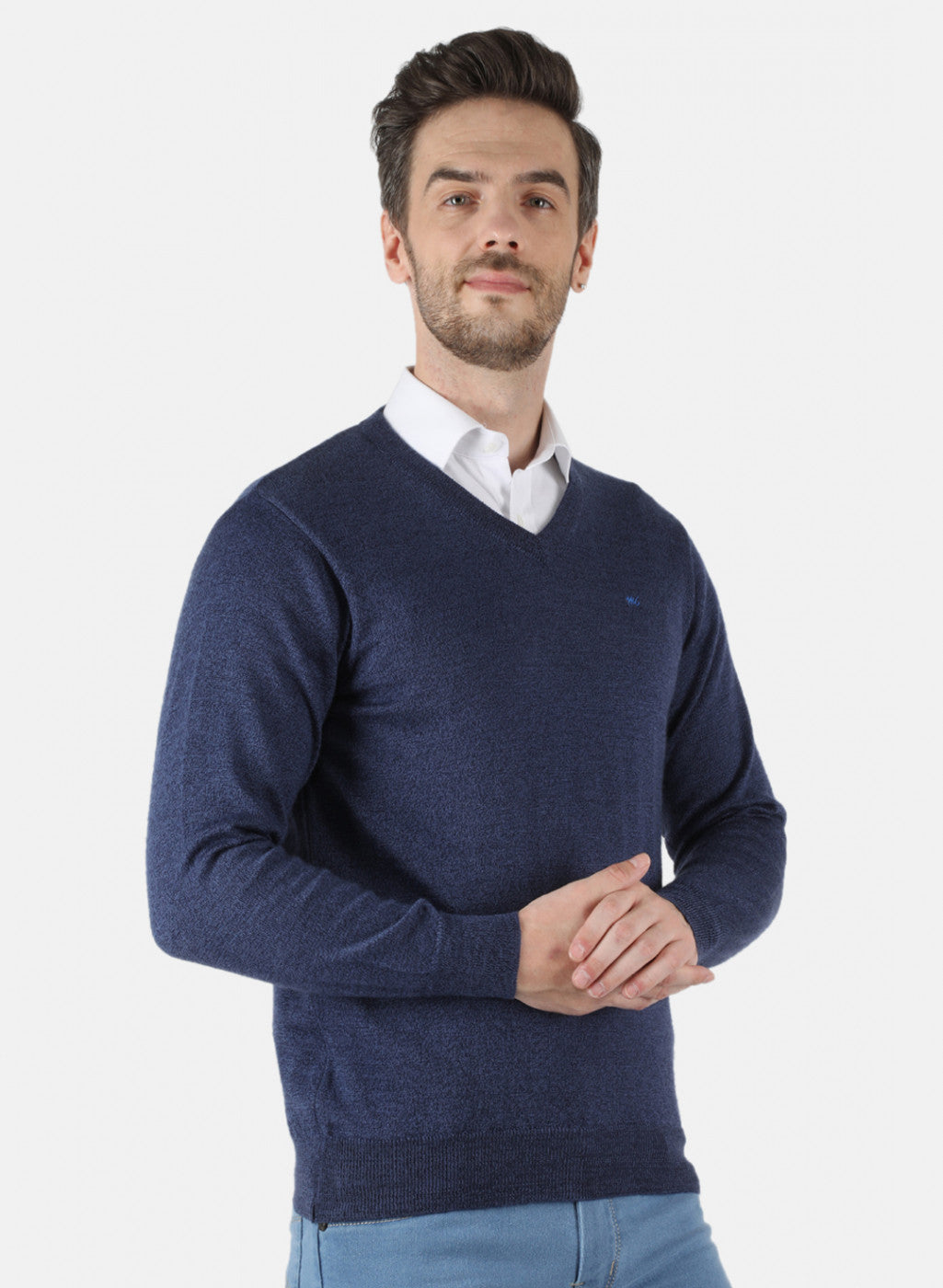 Men NAvy Blue Solid Pullover