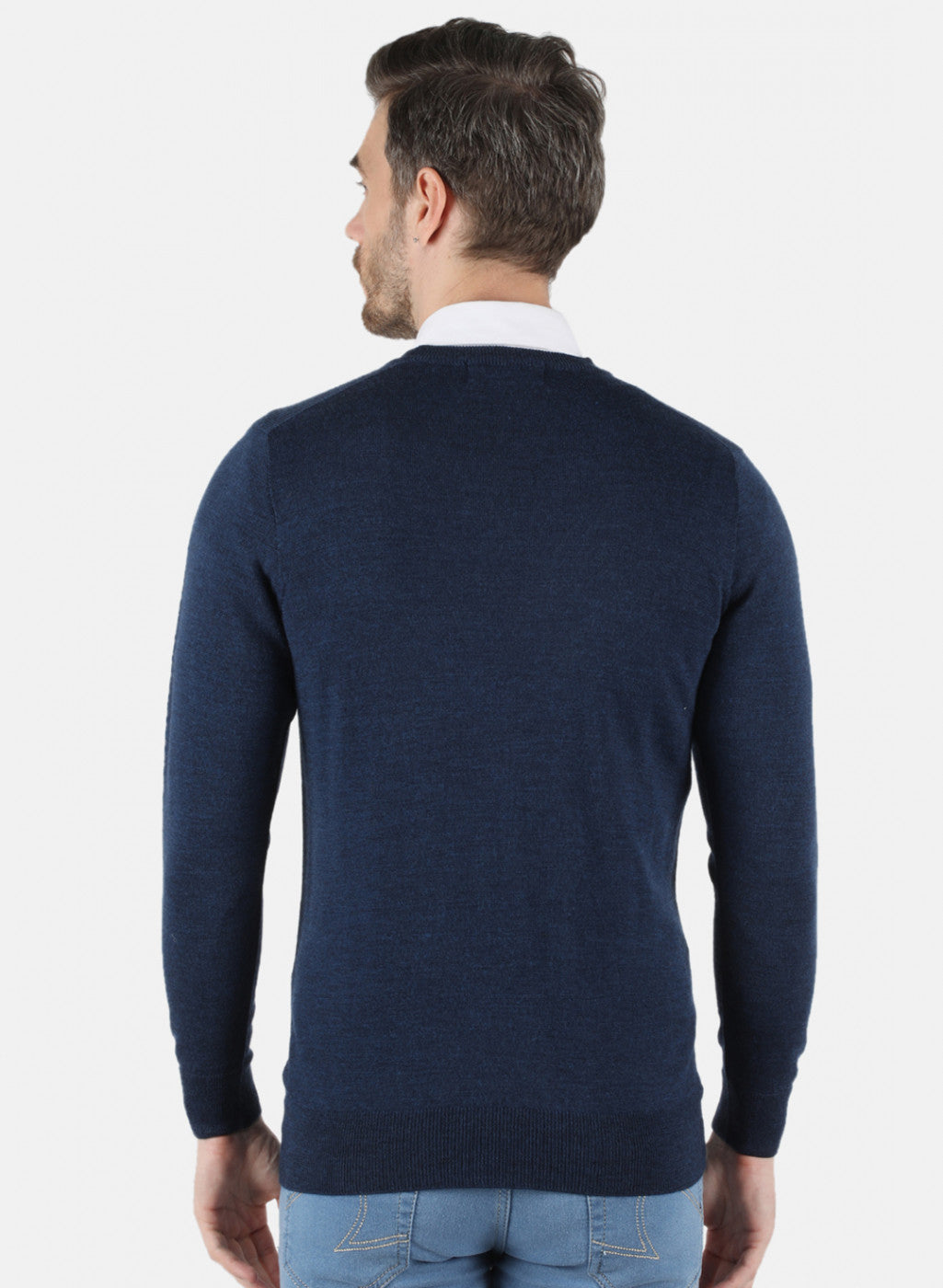 Men NAvy Blue Solid Pullover