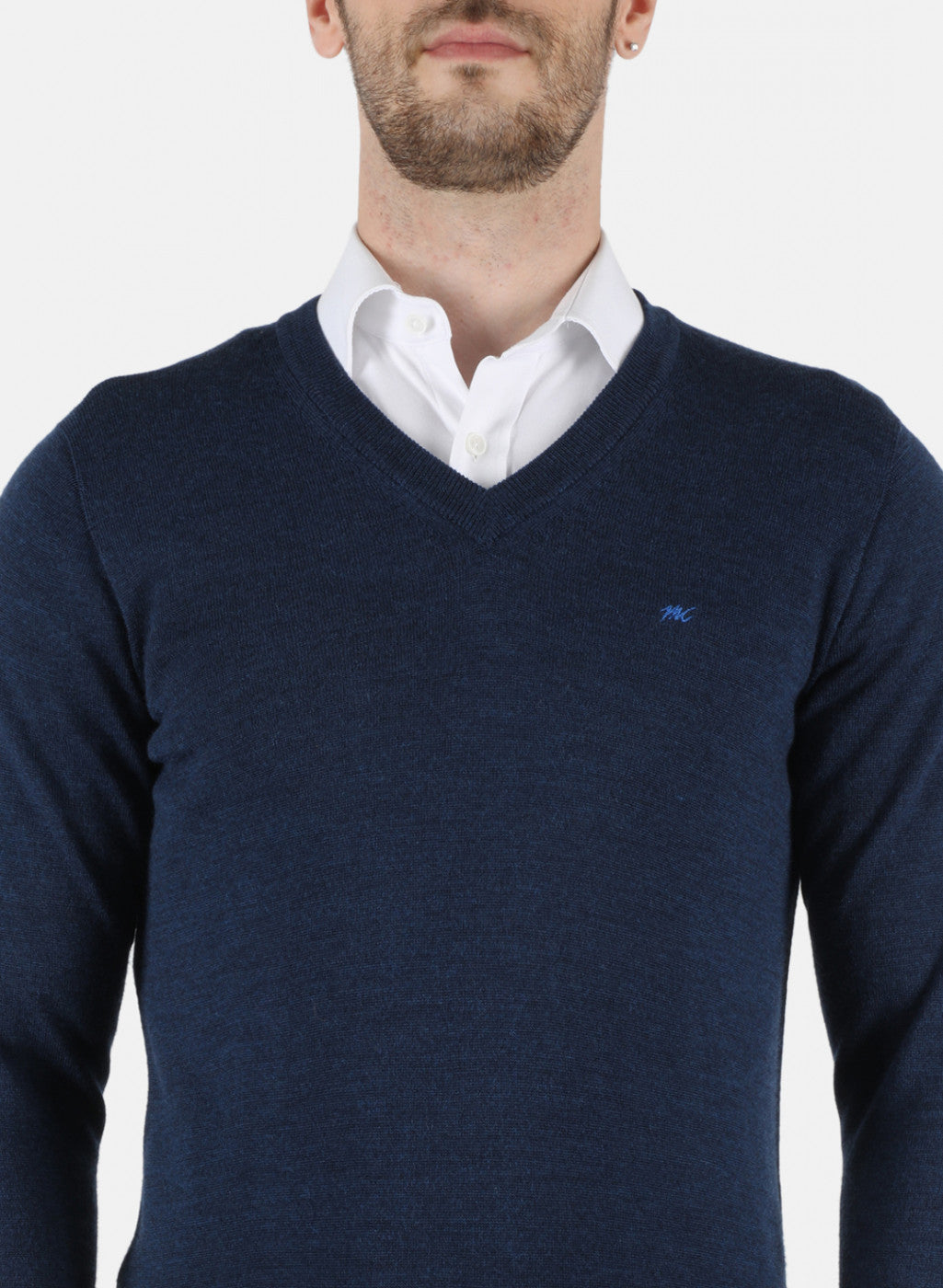 Men NAvy Blue Solid Pullover