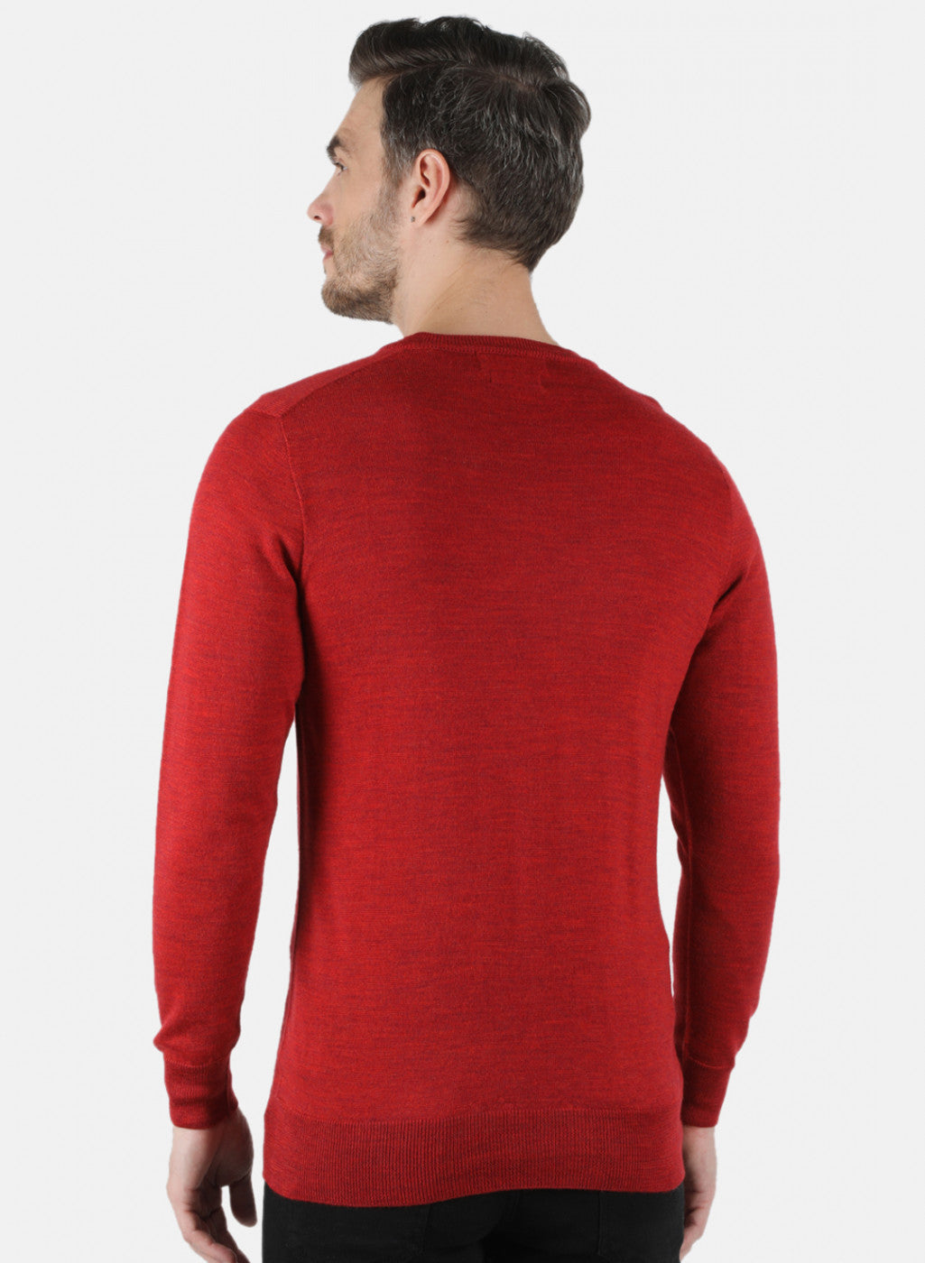 Men Red Solid Pullover