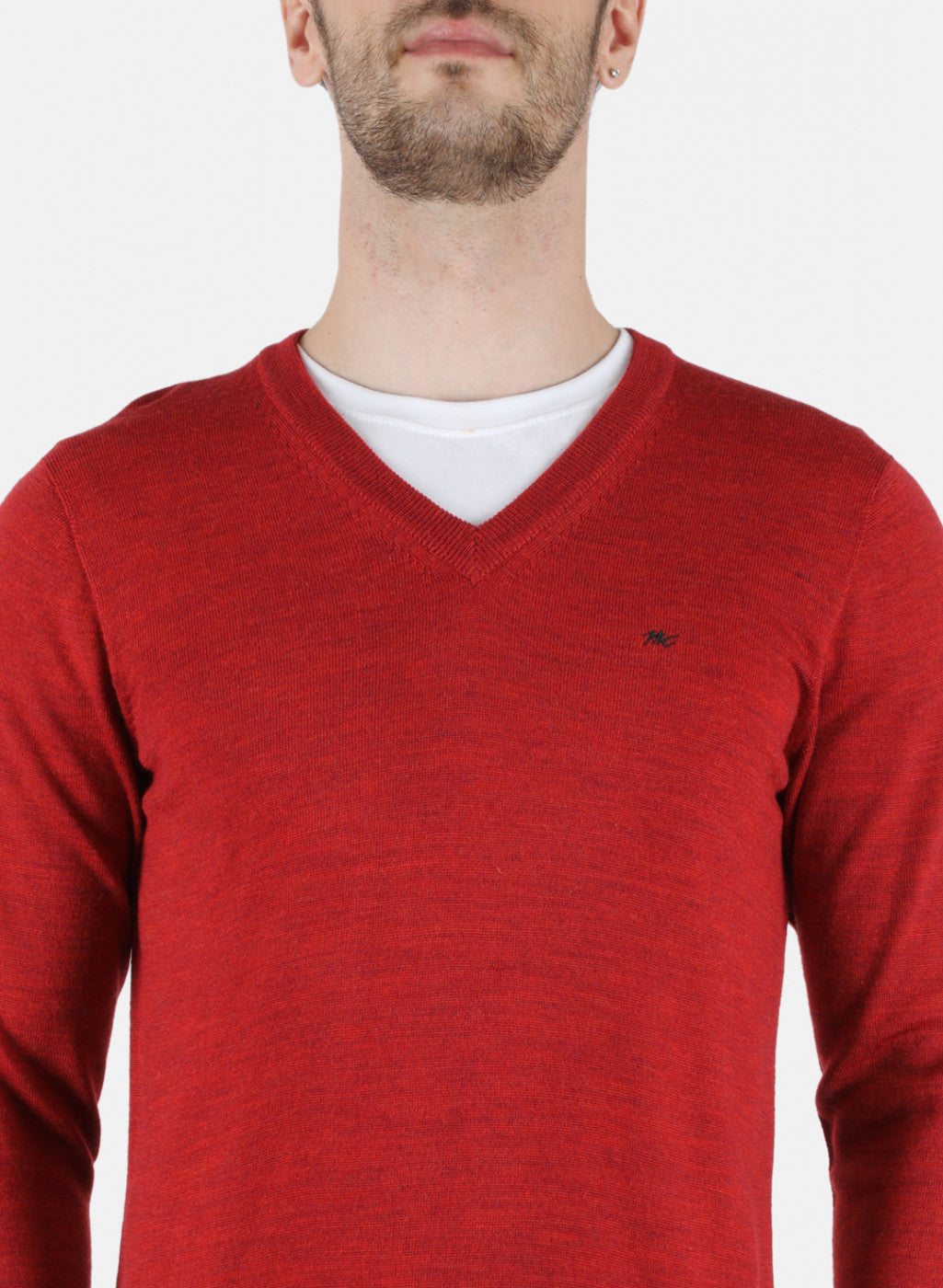 Men Red Solid Pullover