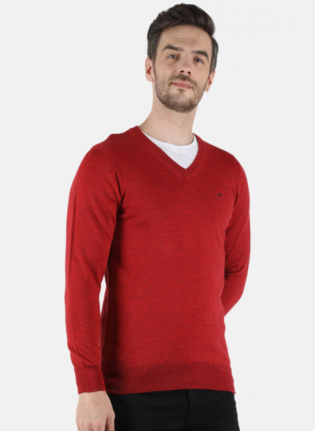 Men Red Solid Pullover