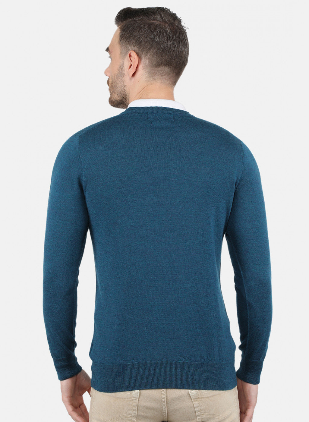 Men Blue Solid Pullover