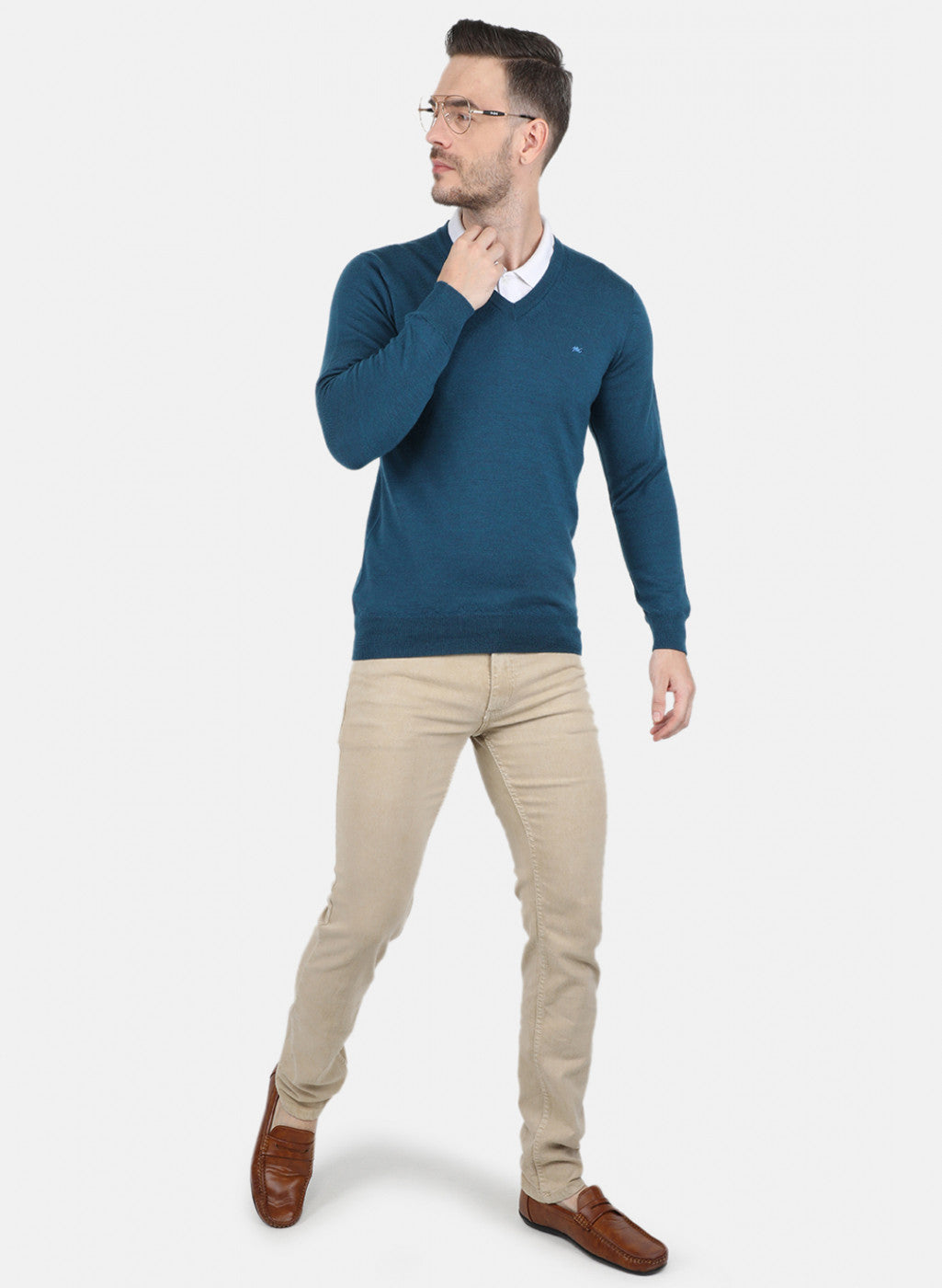 Men Blue Solid Pullover