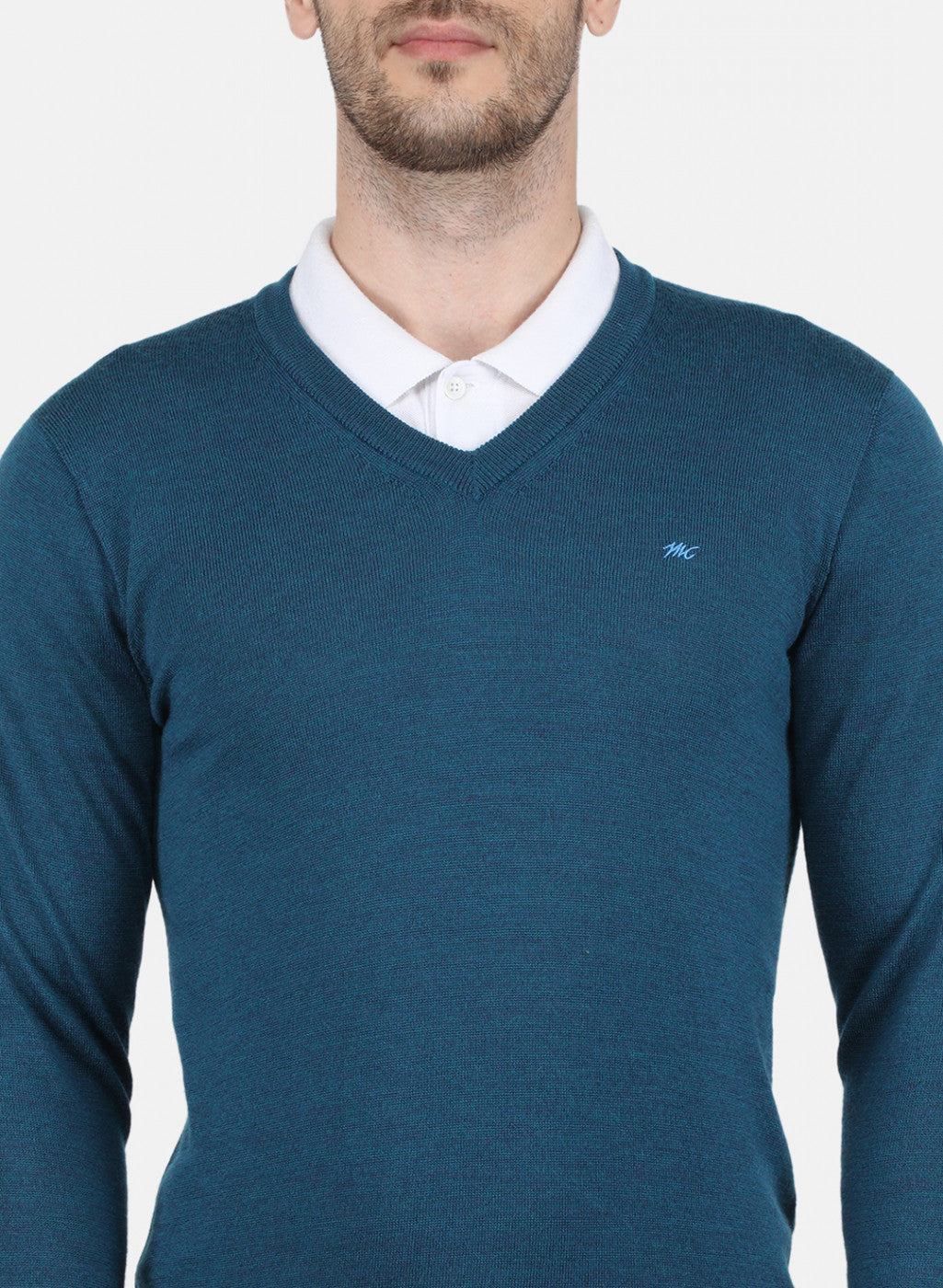 Men Blue Solid Pullover