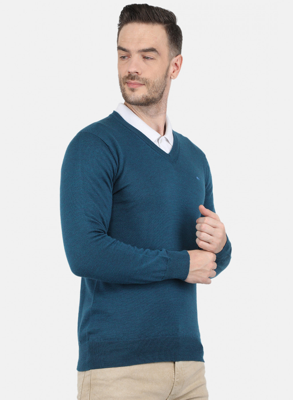 Men Blue Solid Pullover