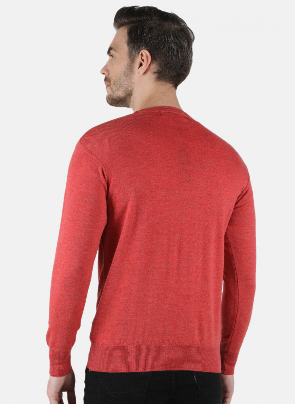 Men Light Red Solid Pullover