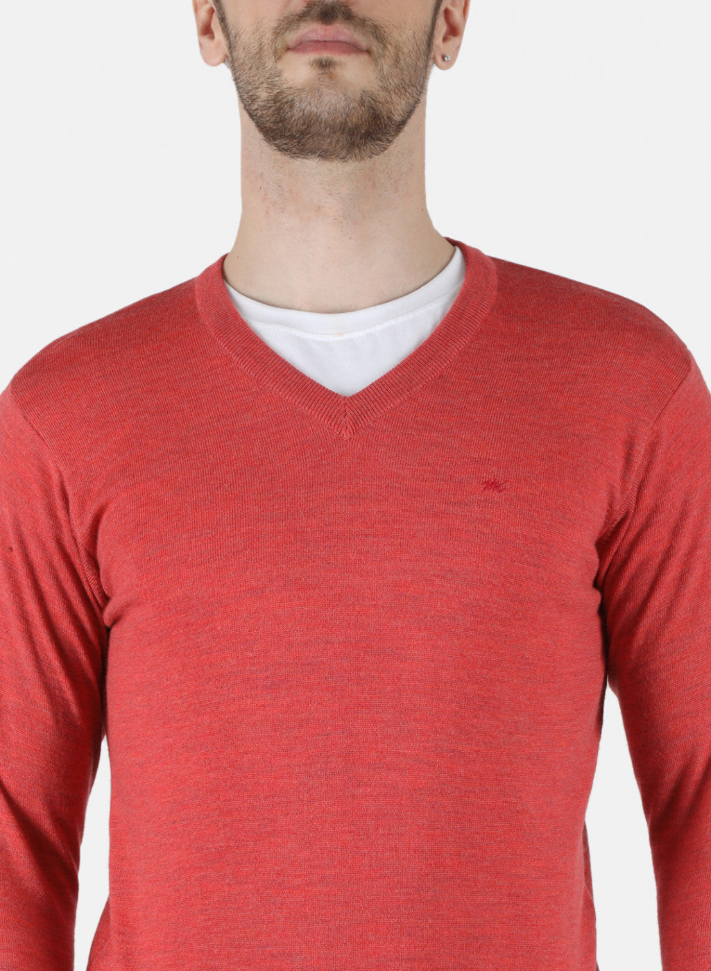 Men Light Red Solid Pullover