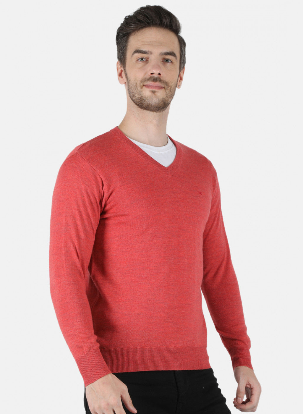 Men Light Red Solid Pullover