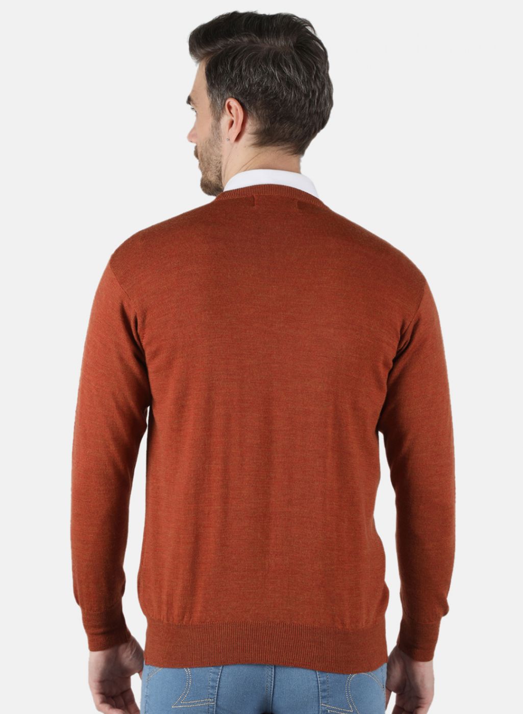 Men Orange Solid Pullover