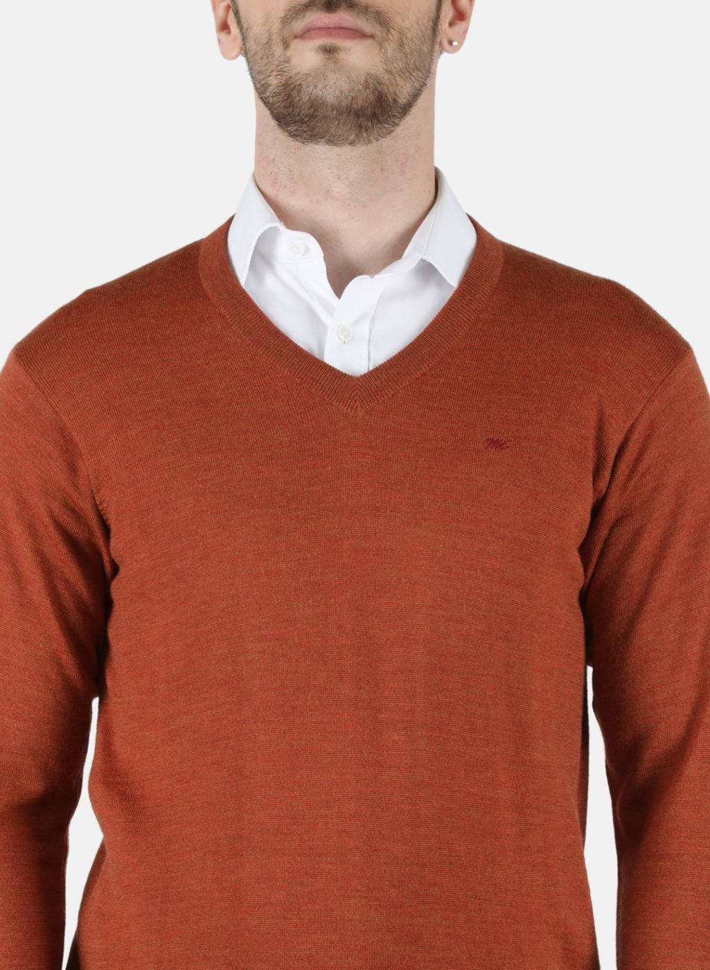 Men Orange Solid Pullover