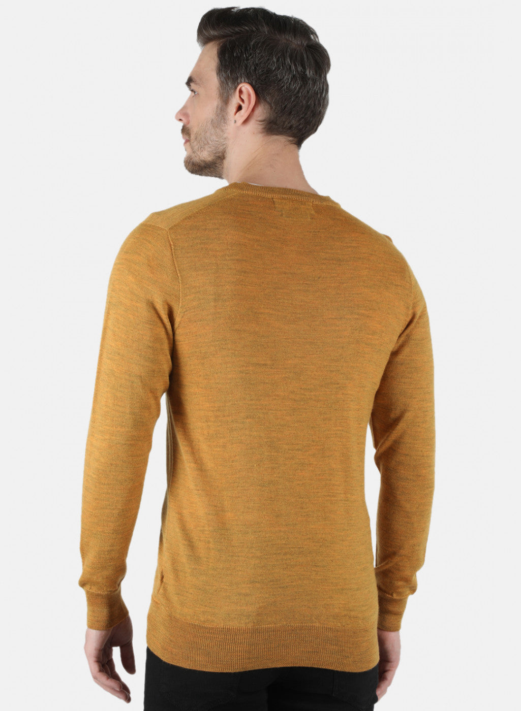 Men Gold Solid Pullover