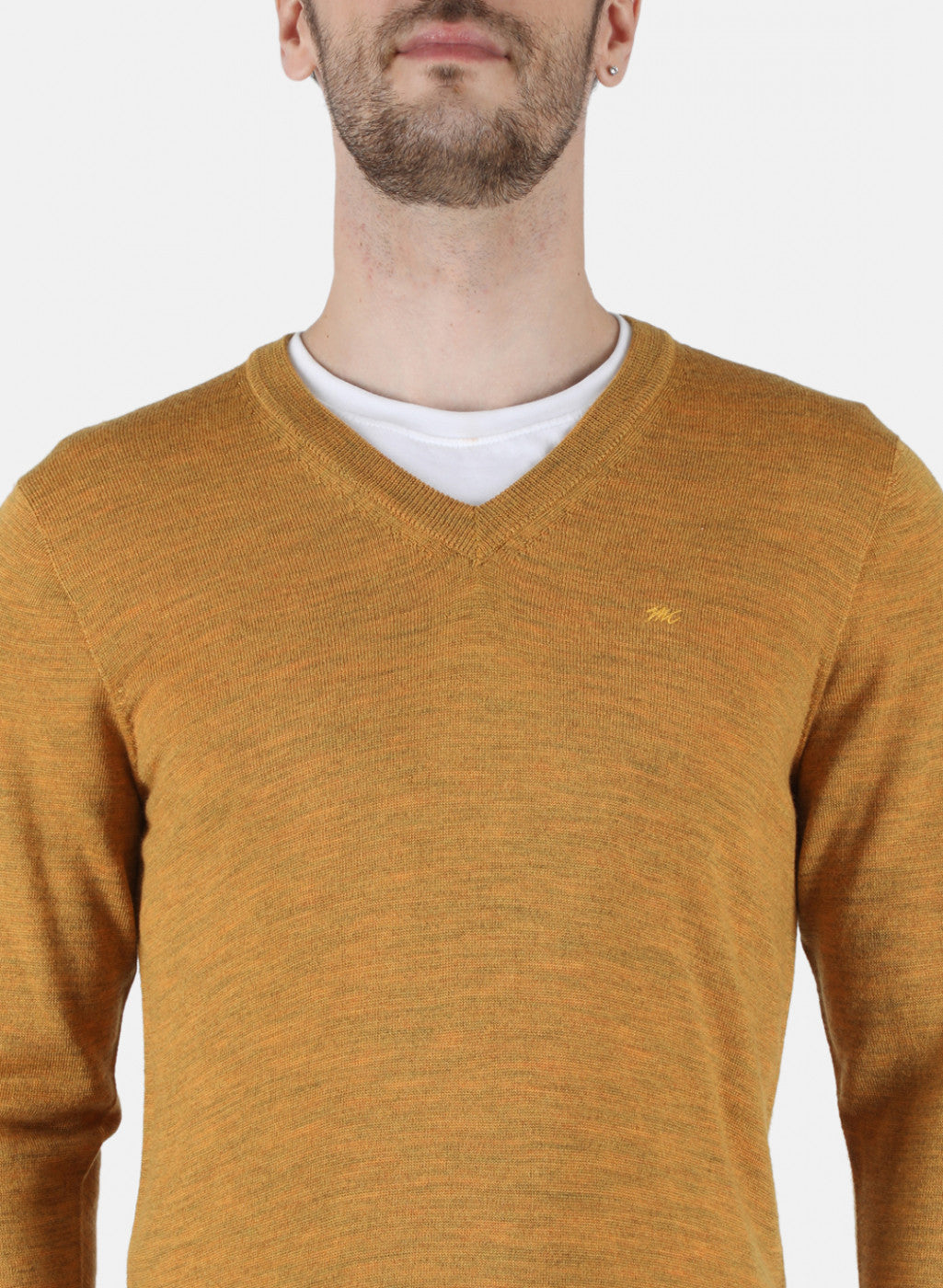 Men Gold Solid Pullover