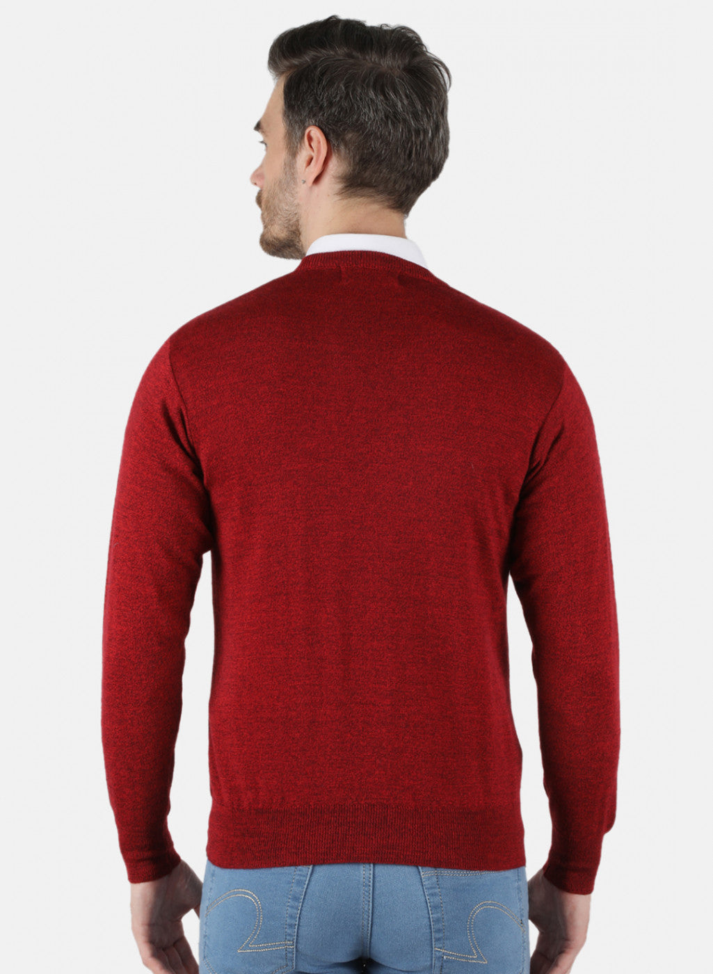 Men Red Solid Pullover