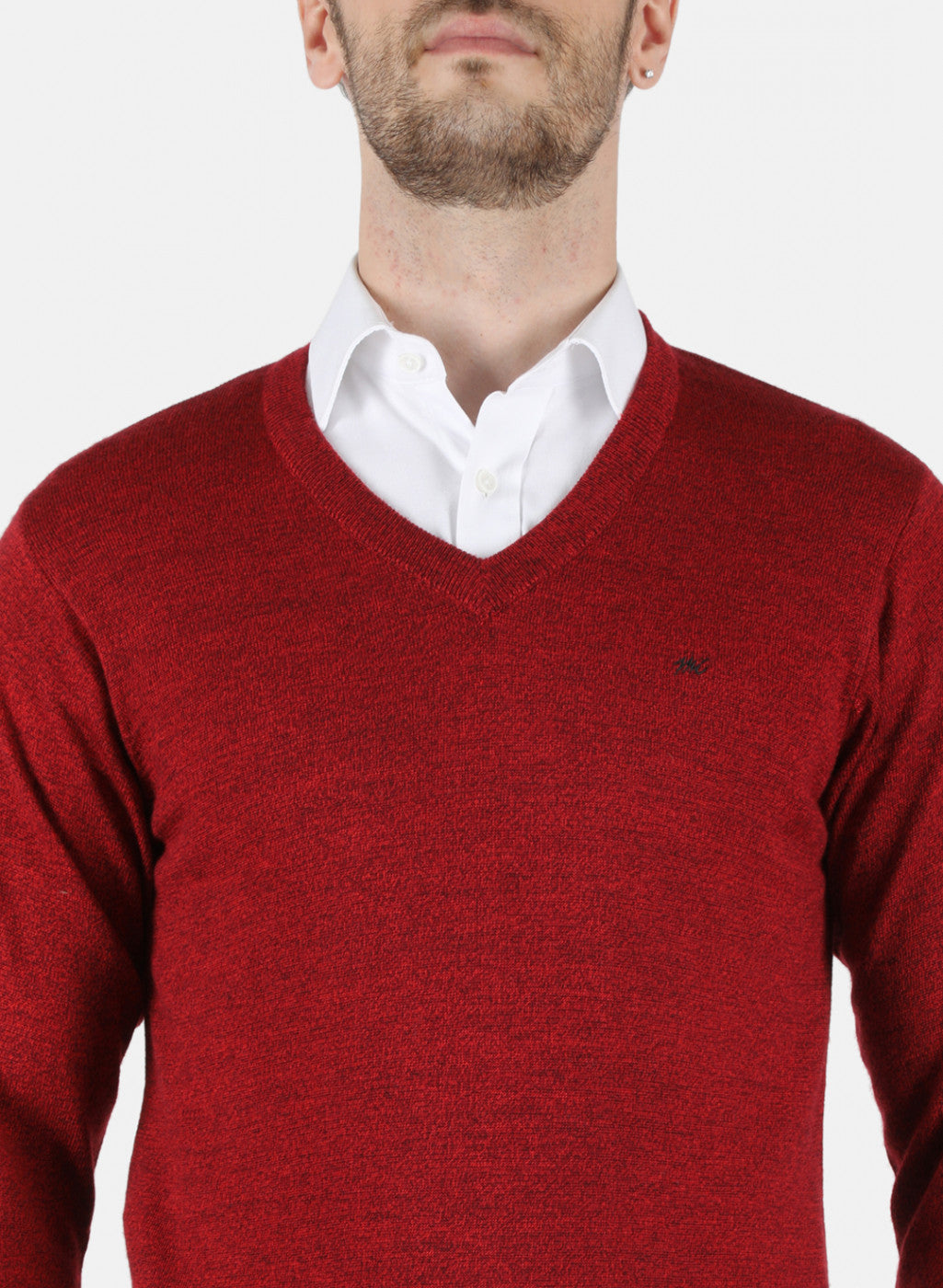 Men Red Solid Pullover