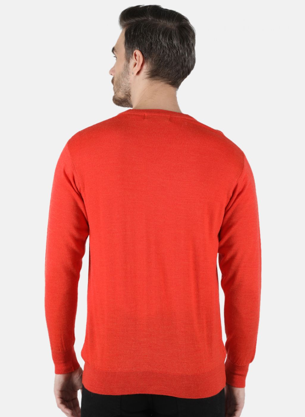 Men Orange Solid Pullover