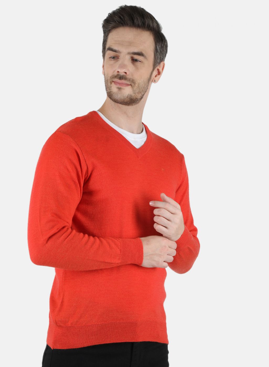 Men Orange Solid Pullover