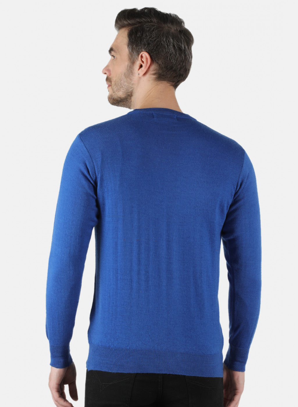 Men Blue Solid Pullover